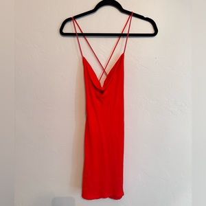 Red orange strappy mini dress